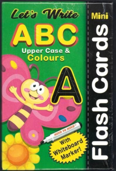 LET'S WRITE MINI FLASH CARDS: ABC UPPER CASE &amp; COLOURS (WITH WHITE BOARD MARKER!) - Paramount Books   