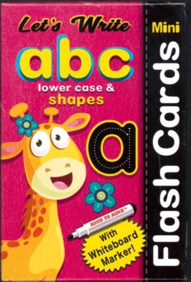 LET'S WRITE MINI FLASH CARDS: ABC LOWER CASE & SHAPES (WITH WHITE BOARD MARKER!) - Paramount Books   