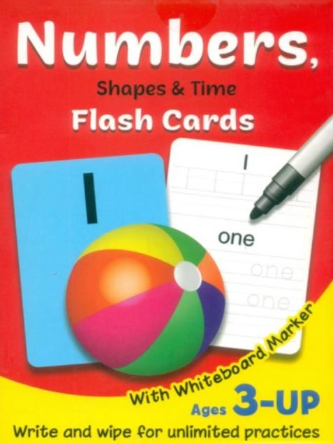 FLASH CARD: NUMBERS, SHAPES & TIME WITH BOARD MARKER - Paramount Books   