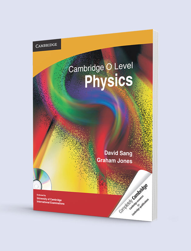 Cambridge O Level Physics book cover with colorful design on a white background