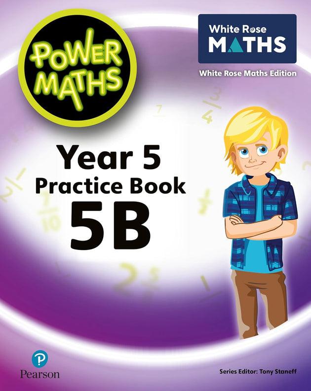 Mathematics practice book for Year 5 with 'White Rose Maths' branding on a purple background.