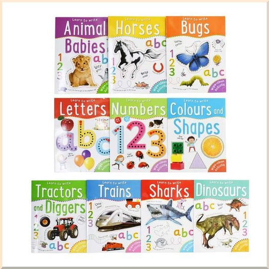 WIPE CLEAN LEARN TO WRITE 10 BOOKS COLLECTION SET FOR CHILDREN LETTERS NUMBERS - Paramount Books   