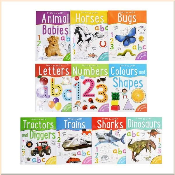 WIPE CLEAN LEARN TO WRITE 10 BOOKS COLLECTION SET FOR CHILDREN LETTERS NUMBERS