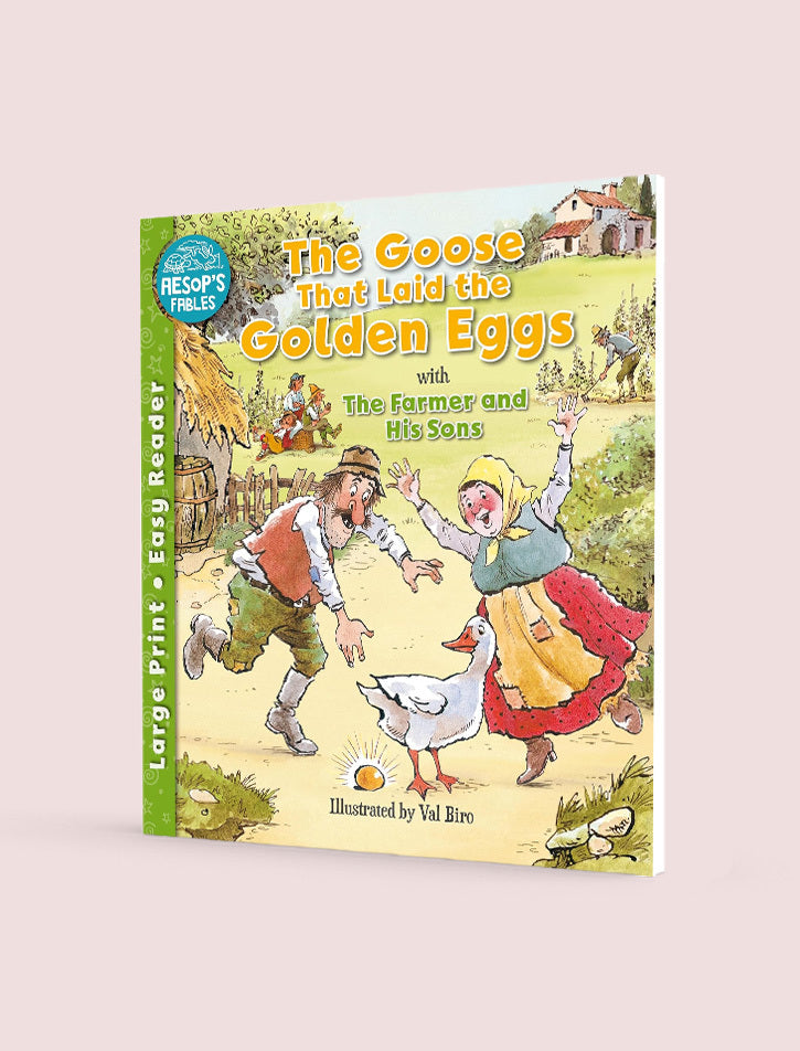 AESOP'S FABLES: THE GOOSE THAT LAID THE GOLDEN EGGS WITH THE FARMER AND HIS SONS