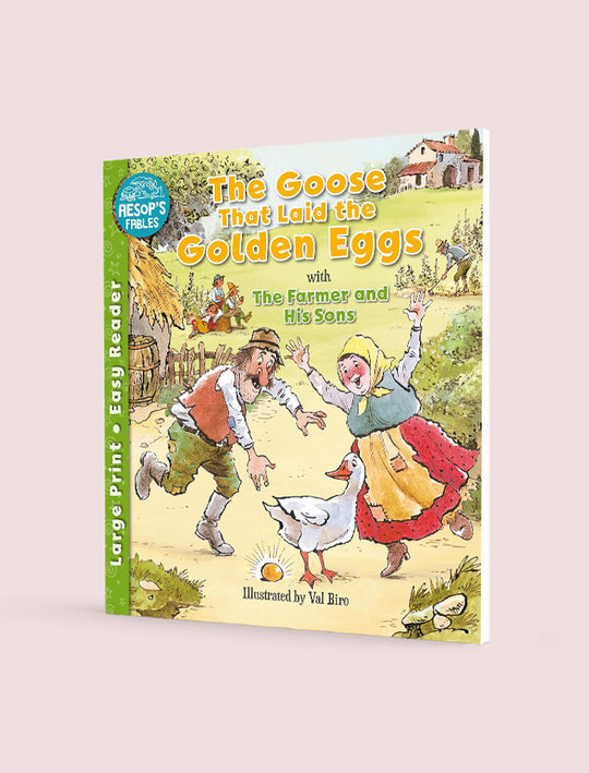 AESOP'S FABLES: THE GOOSE THAT LAID THE GOLDEN EGGS WITH THE FARMER AND HIS SONS