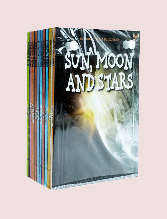 INTRODUCTION TO SCIENCE FOR BEGINNERS (SERIES 1) 10 BOOK COLLECTION SET (ASTRONOMY, ELECTRICITY, FOOD CHAINS, FORCES AND MOTION, HEAT, STORMS, SUN, MOON AND STARS, VOLCANOES)