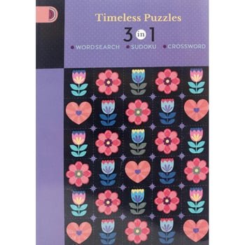 TIMELESS PUZZLES 3 IN 1 WORD SEARCH SUDOKU CROSSWORD (PURPLE) - Paramount Books   