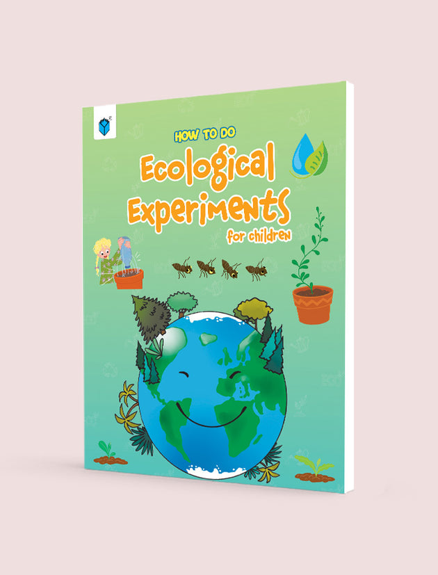 Book cover of 'How to Do Ecological Experiments for Children' with illustrations of a globe, plants, and animals on a green background.