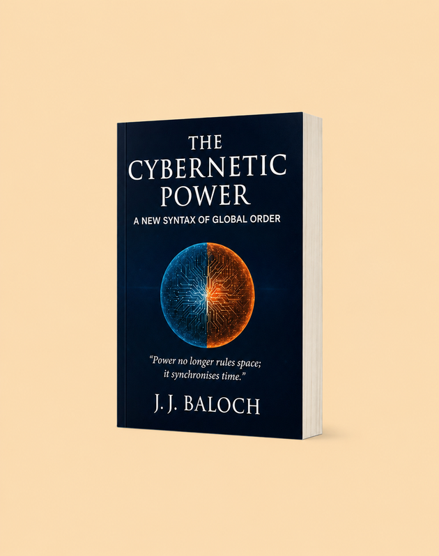 Book titled 'The Cybernetic Power' by J.J. Baloch on a beige background