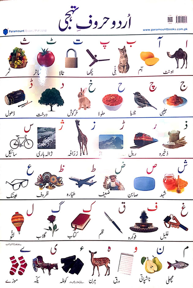 PARAMOUNT WALL CHART: URDU HUROOF-E-TAHAJJI - Paramount Books   