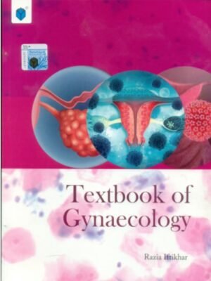 An illustrated textbook cover with gynecological medical imagery