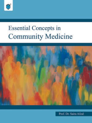 Illustration showing many aspects of community medicine, including doctors, nurses, and other medical symbols, as well as a diverse collection of individuals.